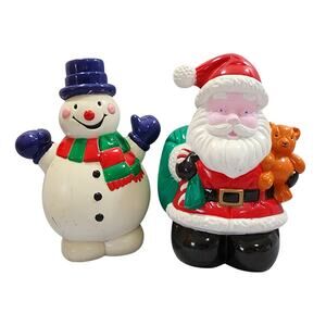 Blow Mold Snowman & Santa Christmas Lawn Ornament Light Cover Decor Replacements